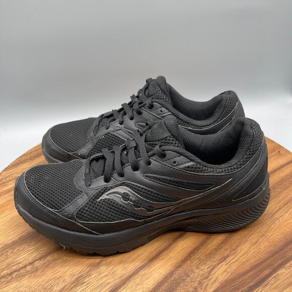 Saucony Cohesion 14 Shoes Womens Size 10 W Triple Black Running Comfort Walking - Picture 3 of 8